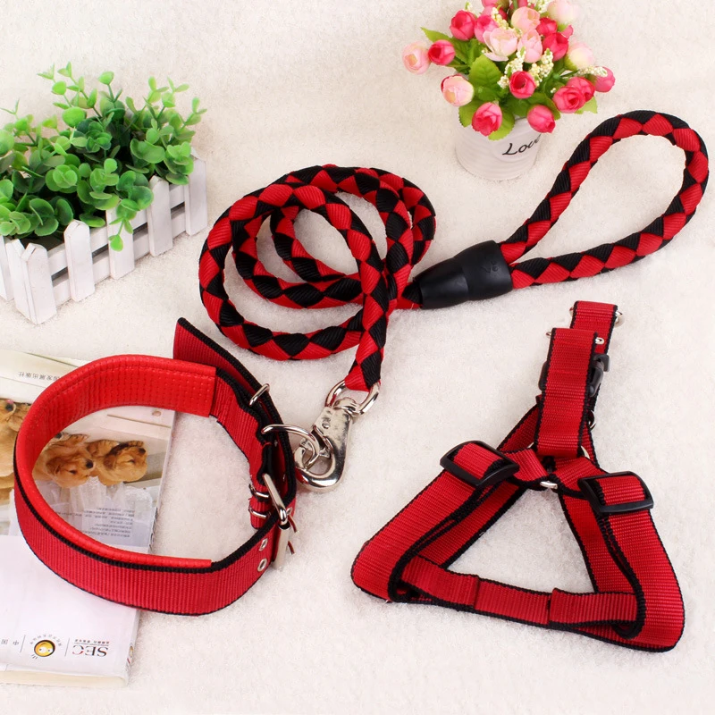 High Quality Nylon Braid Pet dog Leash + Harness + Collar sets Durable dog leash for small medium large dog Walking Pet Products
High Quality Nylon Braid Pet dog Leash + Harness + Collar sets Durable dog leash for small medium large dog Walking Pet Products