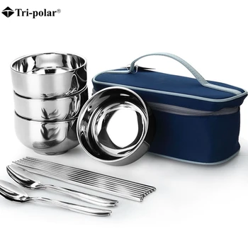 Tri-polar Travel Tableware Stainless Steel Dinnerware Bowls Fork Spoons Chopsticks Tableware Set with Storage Bag Camping Picnic
Tri-polar Travel Tableware Stainless Steel Dinnerware Bowls Fork Spoons Chopsticks Tableware Set with Storage Bag Camping Picnic