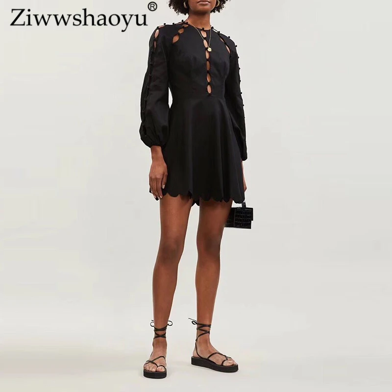 Ziwwshaoyu Sexy hollow button high waist mini dress Linen puff sleeve dress summer new Women's
Ziwwshaoyu Sexy hollow button high waist mini dress Linen puff sleeve dress summer new Women's