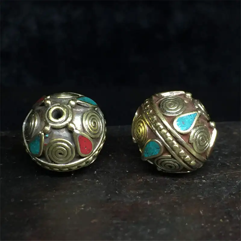 NBB274 Nepal Hand Vintage Flower Ball Beads Copper Inlaid Colorful Stone 2 Beads lot
NBB274 Nepal Hand Vintage Flower Ball Beads Copper Inlaid Colorful Stone 2 Beads lot
