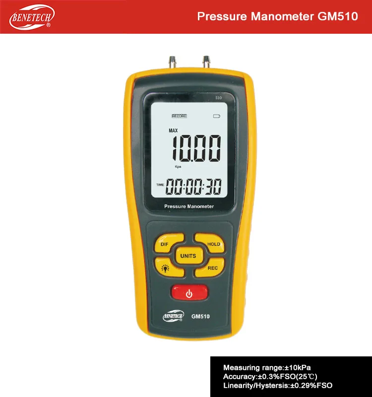 GM510 Handheld Digital Pressure Meter Manometer +/- 10kPa Pressure Gauge Tester USB Manometro Data Retention Automatic Shutdown
GM510 Handheld Digital Pressure Meter Manometer +/- 10kPa Pressure Gauge Tester USB Manometro Data Retention Automatic Shutdown