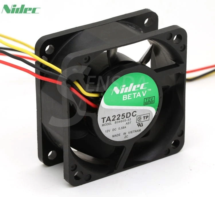 For Nidec B34605-33 TA225DC 60mm 6cm 12V 0.58A 60x60x25mm 3-pin server inverter cooling fans
For Nidec B34605-33 TA225DC 60mm 6cm 12V 0.58A 60x60x25mm 3-pin server inverter cooling fans