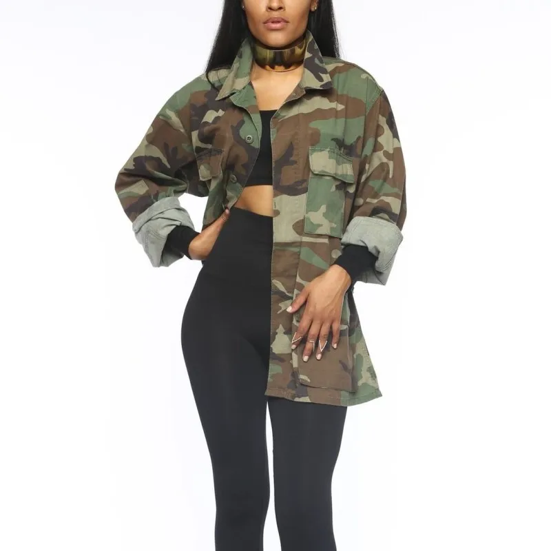 S-XXXL Plus Size Autumn Women Crop Tops Boyfriend Style Camouflage Long Coat Casual Tooling Jacket Ladies Work Wear YQ045
S-XXXL Plus Size Autumn Women Crop Tops Boyfriend Style Camouflage Long Coat Casual Tooling Jacket Ladies Work Wear YQ045