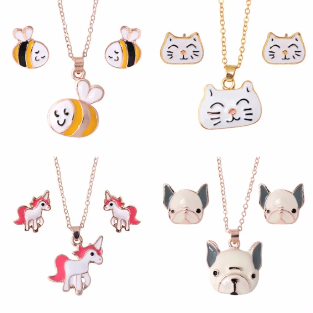 Hot Sale Animal Jewelry Set Kids Jewelry Cartoon Horse Unicorn Bee Cat Dog Necklace Earring Jewelry Sets For Girls Best Gifts
Hot Sale Animal Jewelry Set Kids Jewelry Cartoon Horse Unicorn Bee Cat Dog Necklace Earring Jewelry Sets For Girls Best Gifts