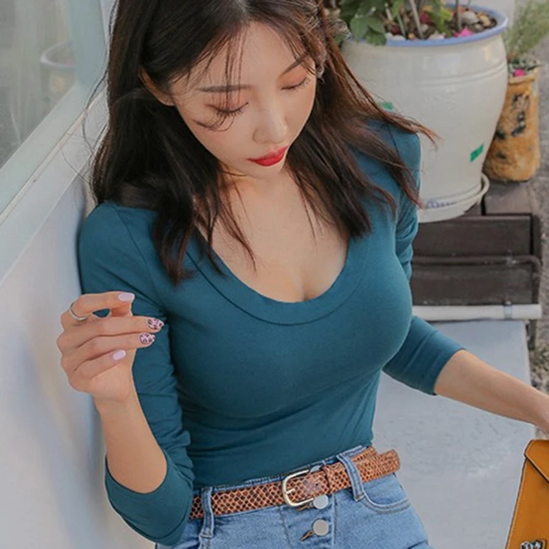 Korean Style Long Sleeve T-shirts Women Ulzzang chic Female T Shirt Sexy Solid Tee Shirt Femme 2019 Autumn Winter Top clothes
Korean Style Long Sleeve T-shirts Women Ulzzang chic Female T Shirt Sexy Solid Tee Shirt Femme 2019 Autumn Winter Top clothes