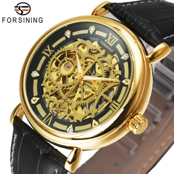 FORSINING Luxury Golden Men Skeleton Auto Mechanical Watch Leather Strap Roman Number Crystal Decoration Royal Style Wristwatch 
FORSINING Luxury Golden Men Skeleton Auto Mechanical Watch Leather Strap Roman Number Crystal Decoration Royal Style Wristwatch