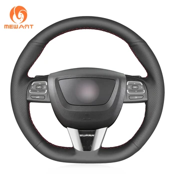 MEWANT Hand-Stitched Wrap Black Genuine Leather Car Steering Wheel Cover for Seat Leon (Cupra) MK2 1P 2009-2012 
MEWANT Hand-Stitched Wrap Black Genuine Leather Car Steering Wheel Cover for Seat Leon (Cupra) MK2 1P 2009-2012
