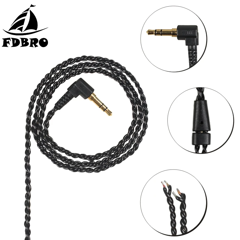 FDBRO 3 5 мм DIY Pin Улучшенный провод для наушников 1 2 м ремонт Сменный кабель с