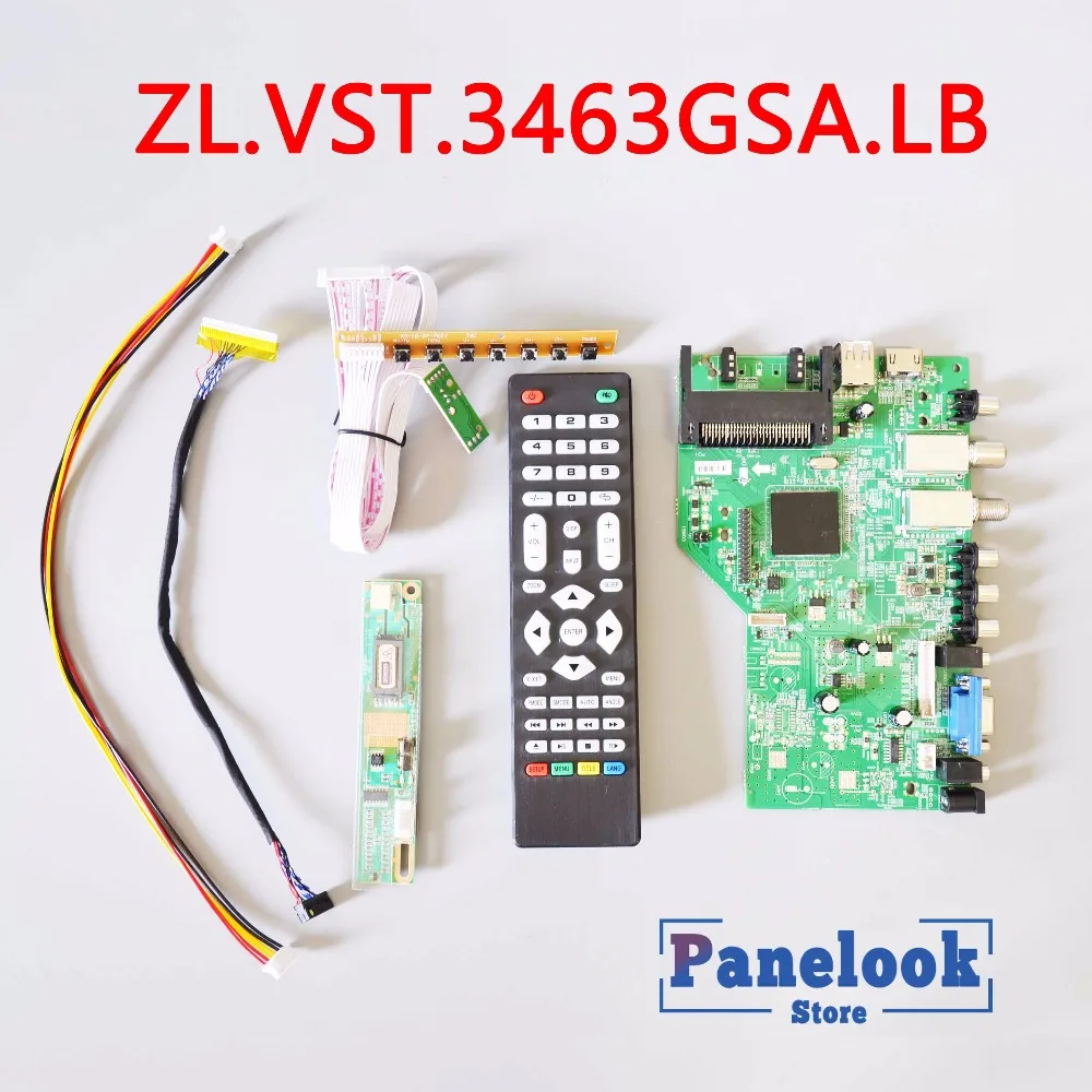 

New ZL.VST.3463GSA.LB Universal Digital Driver Board Supports DVB-T2 DVB-S2 DVB-C with CI Card+7 Key Cable+Inverter+LVDS