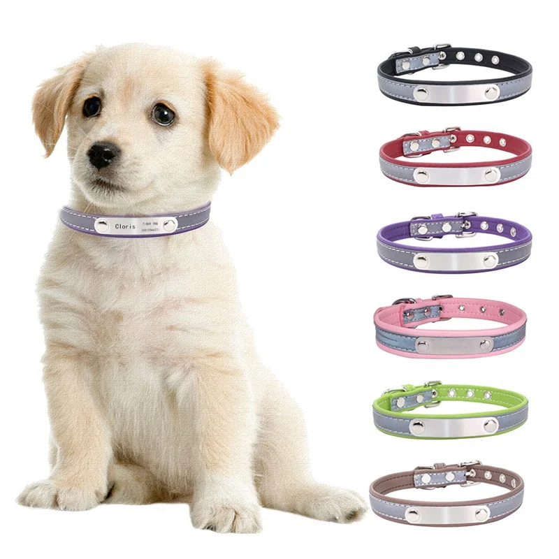 Personalized Reflective Leather Engraved Dog Collar Custom Puppy Cat Pet Collars ID Tag For For Small Medium Dogs Cat
Personalized Reflective Leather Engraved Dog Collar Custom Puppy Cat Pet Collars ID Tag For For Small Medium Dogs Cat