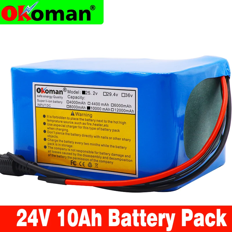 Okoman High Capacity 6S5P 24V 10Ah 18650 Battery Pack Lithium Ion Battery 25.2V 10000mAh Bicycle Moped Power Tools Battery
Okoman High Capacity 6S5P 24V 10Ah 18650 Battery Pack Lithium Ion Battery 25.2V 10000mAh Bicycle Moped Power Tools Battery