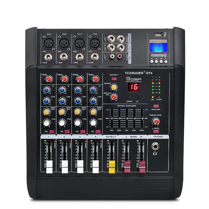 4 Channels Powered USB Bluetooth Studio Audio Mixer Amplifier Studio Console 16DSP XLR Bluetooth MP3 music 250W professional
4 Channels Powered USB Bluetooth Studio Audio Mixer Amplifier Studio Console 16DSP XLR Bluetooth MP3 music 250W professional
