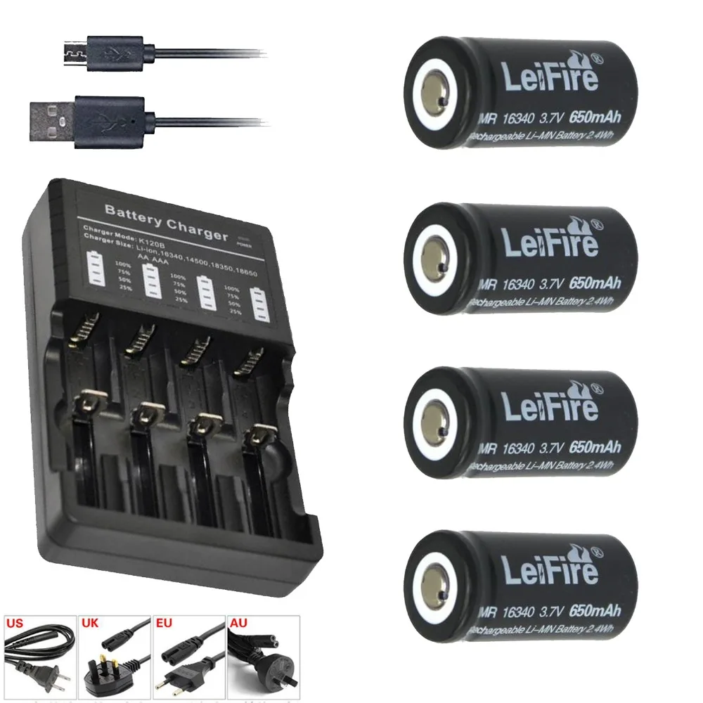 4PCS 16340 CR123A 650mah Rechargeable Li-ion Battery 3.7V 16340 cr123 Batteries + 1pc 16340 18650 Multi four-Charger
4PCS 16340 CR123A 650mah Rechargeable Li-ion Battery 3.7V 16340 cr123 Batteries + 1pc 16340 18650 Multi four-Charger