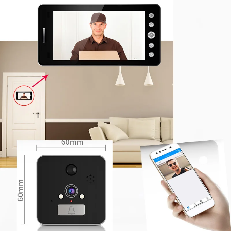 Doorbell Camera wifi Video Eyes Digital Peephole Wireless Doorbell Wi-fi Phone Ring Door Bell APP Alarm Video Intercom
Doorbell Camera wifi Video Eyes Digital Peephole Wireless Doorbell Wi-fi Phone Ring Door Bell APP Alarm Video Intercom