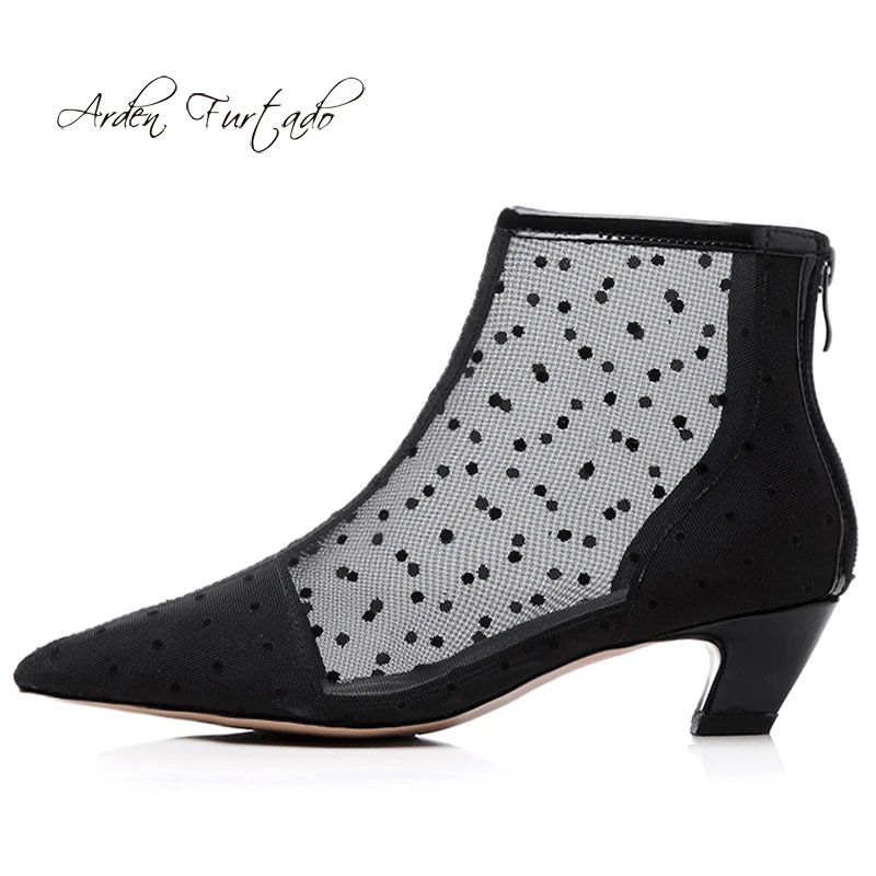 Женские офисные Ботинки Arden Furtado черные короткие ботинки на молнии в необычном