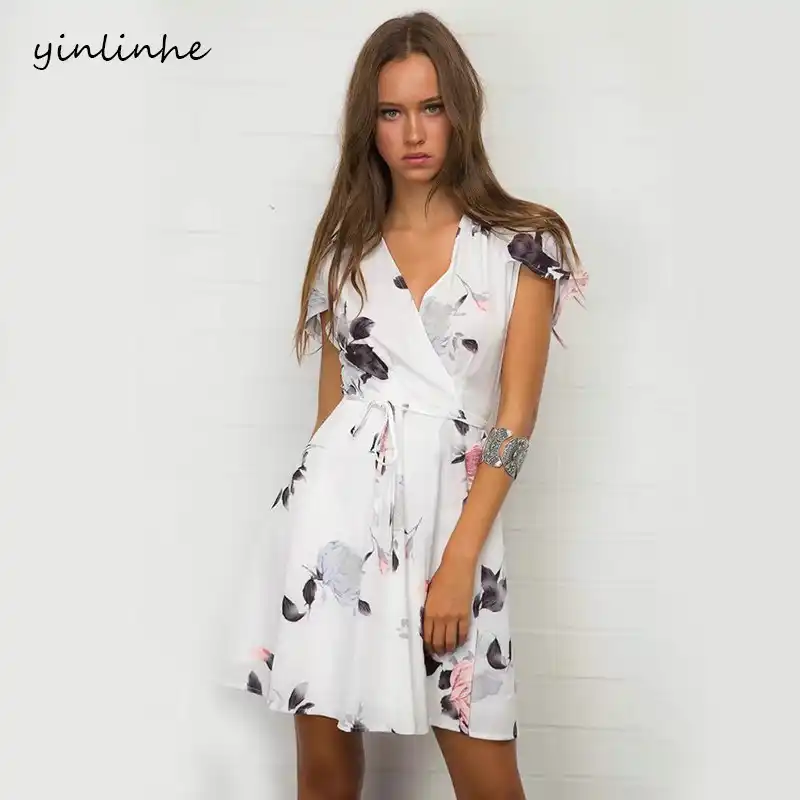 white summer dress with flowers