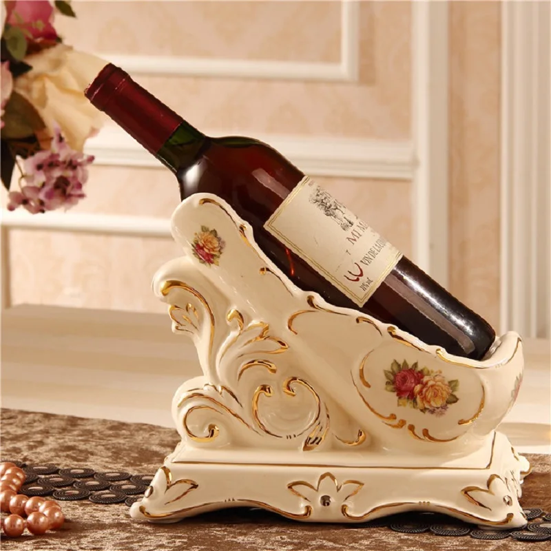 

European and American luxury Ivory ceramic wine rack ornaments retro champagne wine aristocracy dining room wine holder