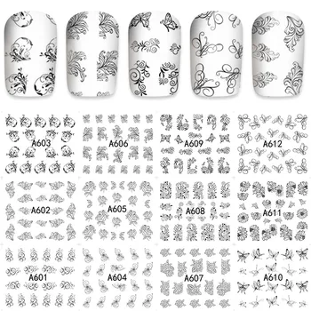12 sheets water decal nail art decorations nail sticker tattoo full Cover black flowers Decals manicure supplies A601-612
12 sheets water decal nail art decorations nail sticker tattoo full Cover black flowers Decals manicure supplies A601-612