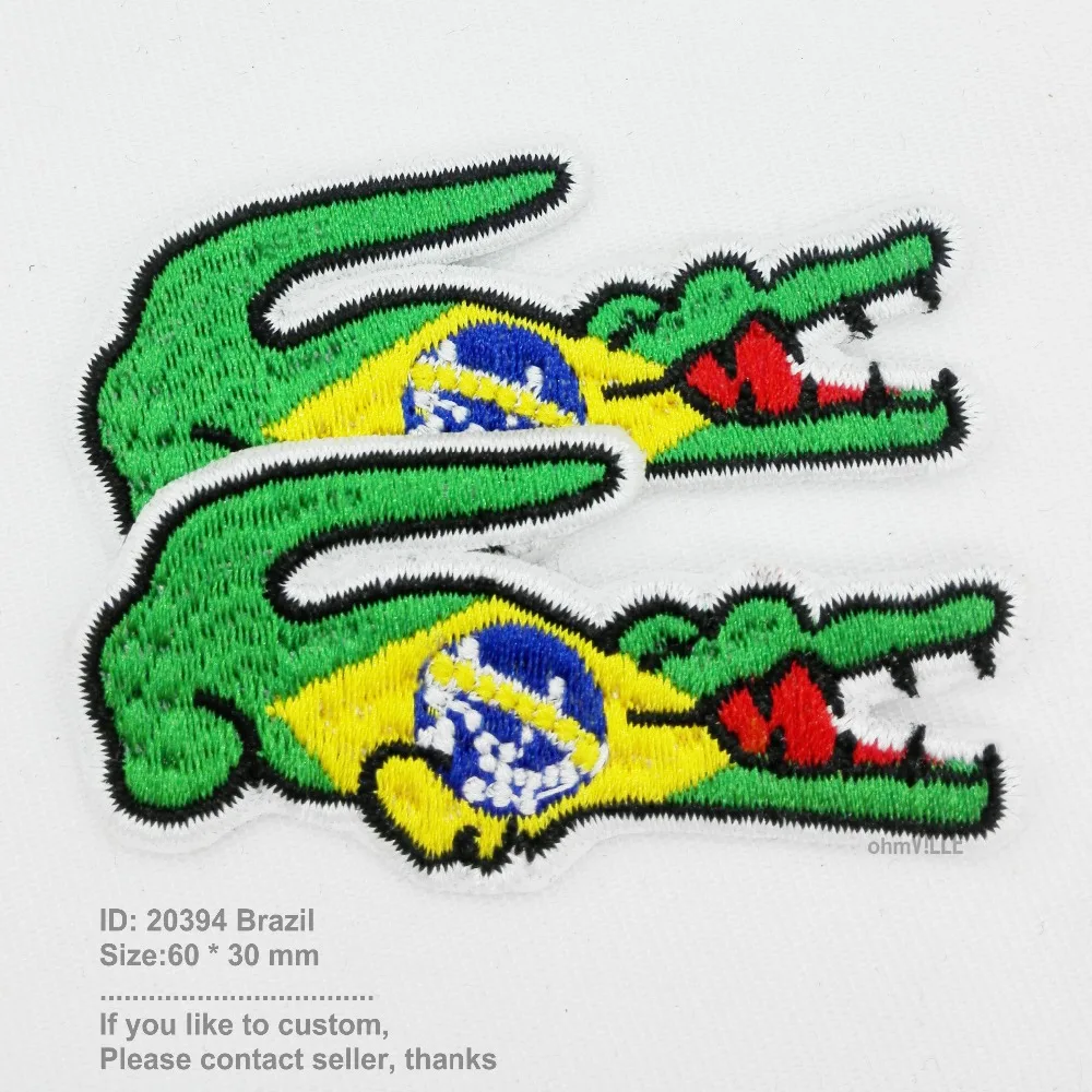 Crocodile Patch For Clothing Brazil Flag Iron On Patches Appliques 3D Embroidery parches Eco-Friendly Embroidered 2017 NEW
Crocodile Patch For Clothing Brazil Flag Iron On Patches Appliques 3D Embroidery parches Eco-Friendly Embroidered 2017 NEW