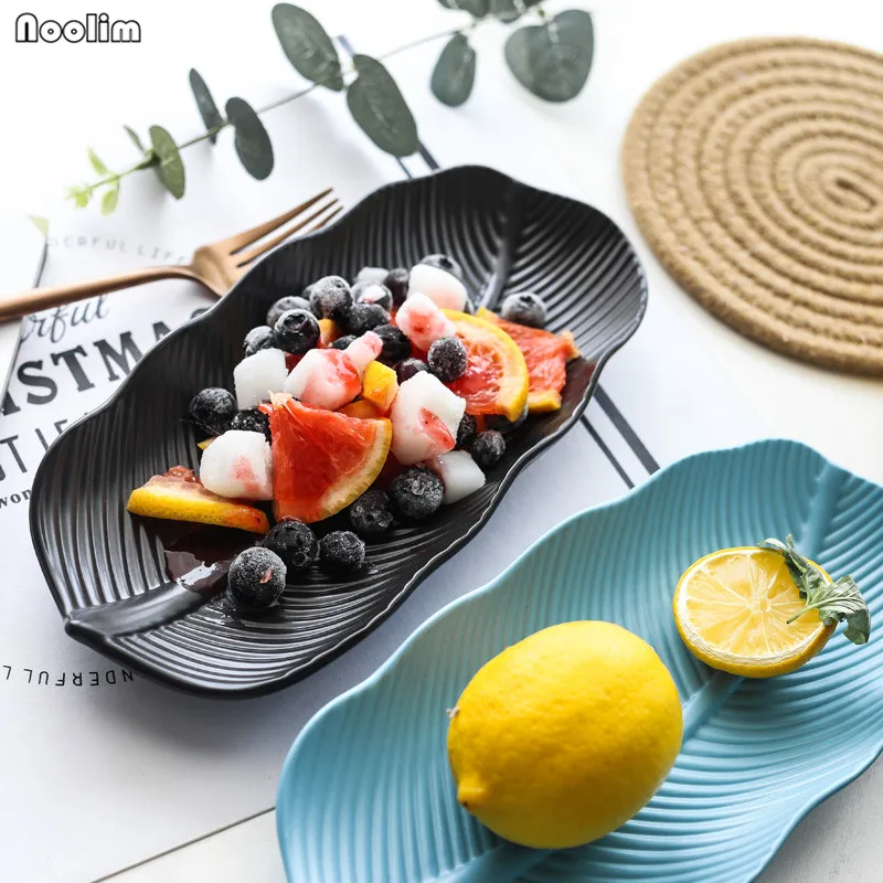 NOOLIM Ceramic Leaf Shape Nordic Western Steak Dish Matte Black Blue Personality Tableware Frosted Irregular Plate Dinnerware
NOOLIM Ceramic Leaf Shape Nordic Western Steak Dish Matte Black Blue Personality Tableware Frosted Irregular Plate Dinnerware