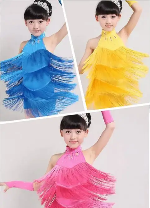 New 2017 Children Kids Blue Yellow Pink Stage Performance Competition Fringe Dance Costumes / Latin Fringe Dress For Girls
New 2017 Children Kids Blue Yellow Pink Stage Performance Competition Fringe Dance Costumes / Latin Fringe Dress For Girls