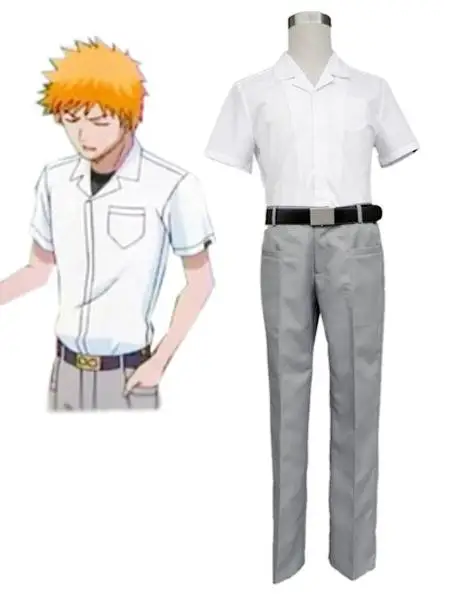 Костюм для косплея унисекс аниме отбеливатель Kurosaki Ichigo школьная форма топ и
