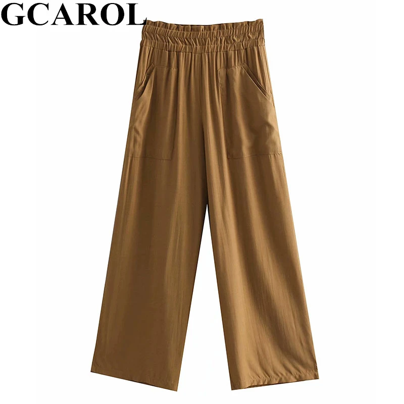GCAROL 2019 Spring Summer Women Drape Tencel Ankle Length Pants 2 Pockets Elastic Waist Wide Leg Pants OL Chic Trousers
GCAROL 2019 Spring Summer Women Drape Tencel Ankle Length Pants 2 Pockets Elastic Waist Wide Leg Pants OL Chic Trousers