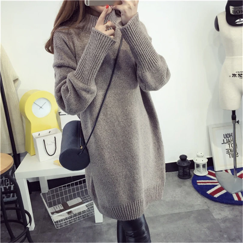 Image Long Sweater Dress Maxi Long Sleeve Women Cotton Winter Sweater Sexy Women Sweaters Pullovers New 2017 Spring clothes for women