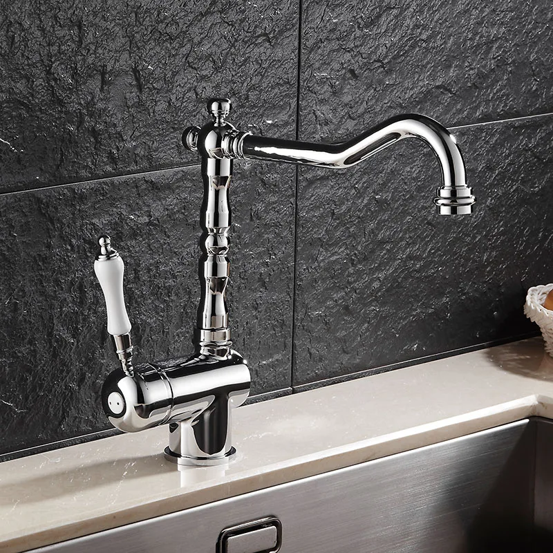 Vintage European Style Kitchen Faucets Single Handle Brass Chrome Kitchen Sink Tap 360 Rotatable Hot and Cold Kitchen Mixer
Vintage European Style Kitchen Faucets Single Handle Brass Chrome Kitchen Sink Tap 360 Rotatable Hot and Cold Kitchen Mixer
