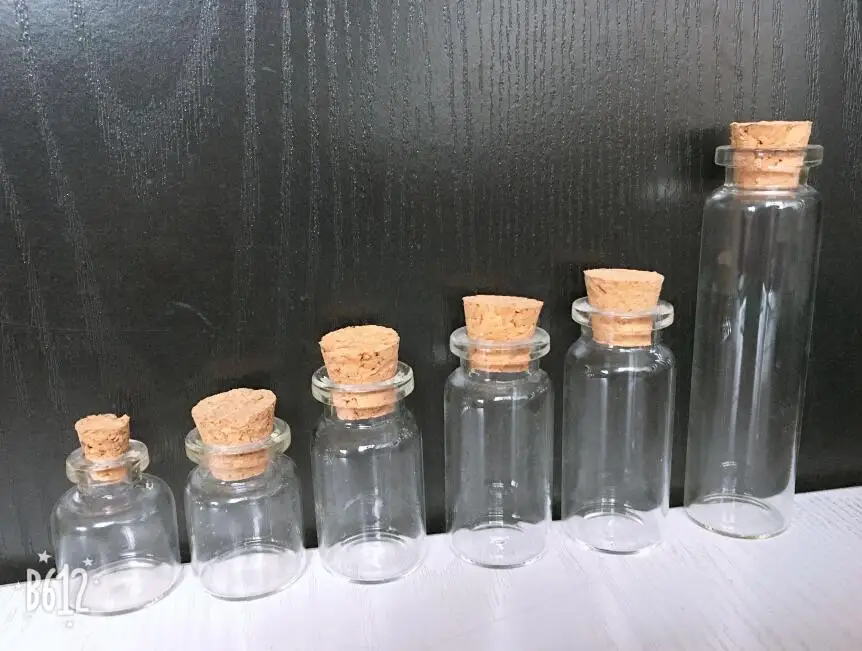 50PCS Transparent cork glass bottle pendant DIY wish Jars Containers 16*24*6 16*35*7 16*50*6mm | Дом и сад