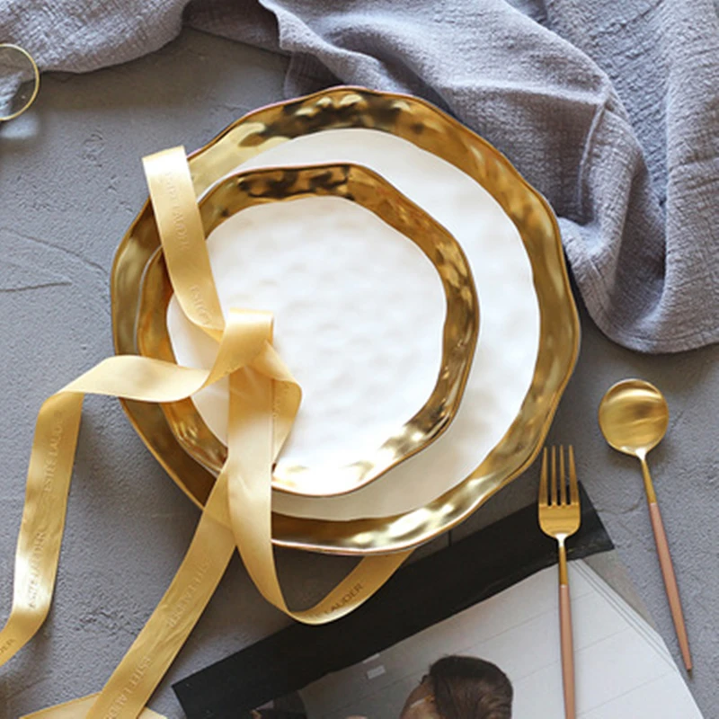 Ceramic White Steak Plate With Gold Edge Breakfast Tray Retro Bowl Dessert Pasta Dishes Western Food Container Ramen Bowl 1pcs
Ceramic White Steak Plate With Gold Edge Breakfast Tray Retro Bowl Dessert Pasta Dishes Western Food Container Ramen Bowl 1pcs
