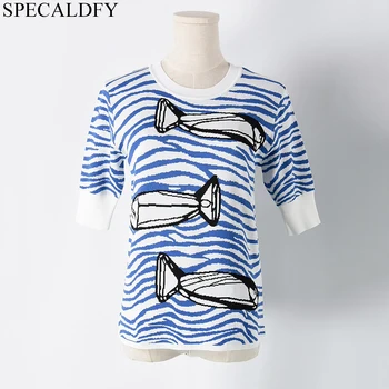 2020 Summer Knitted Tops T Shirt Women Short Sleeve Striped Cartoon Fish T-Shirt Runway Harajuku Shirt Pullover Tee Shirt Femme
2020 Summer Knitted Tops T Shirt Women Short Sleeve Striped Cartoon Fish T-Shirt Runway Harajuku Shirt Pullover Tee Shirt Femme