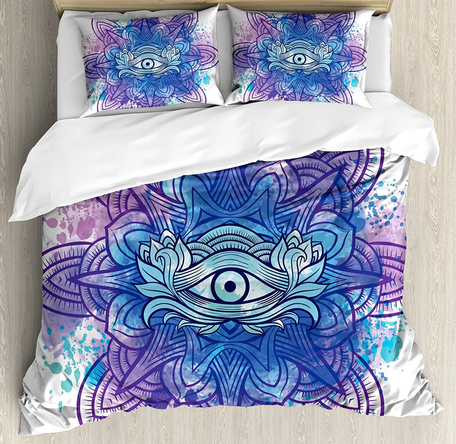 Duvet Cover Set , Third Eye with Hand Drawn Mandala Vivid Colors Aura Inner Peace Awareness Chakra, 4 Piece Bedding Set
Duvet Cover Set , Third Eye with Hand Drawn Mandala Vivid Colors Aura Inner Peace Awareness Chakra, 4 Piece Bedding Set