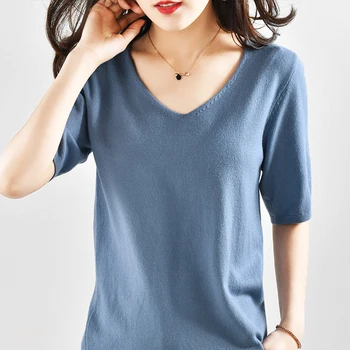 Women Short Sleeve Sweater Summer Korean Fashion Knitted Tee Shirt Femme Solid Vintage Streetwear Pullovers Tops 2019 New Style
Women Short Sleeve Sweater Summer Korean Fashion Knitted Tee Shirt Femme Solid Vintage Streetwear Pullovers Tops 2019 New Style