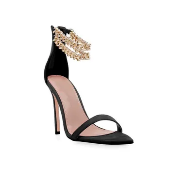 Ladies Black High Heels Gladiator Sandals Gold Chain Ankle Strappy Party Shoes Woman Back Zipper Women's Shoes Summer New 2019
Ladies Black High Heels Gladiator Sandals Gold Chain Ankle Strappy Party Shoes Woman Back Zipper Women's Shoes Summer New 2019