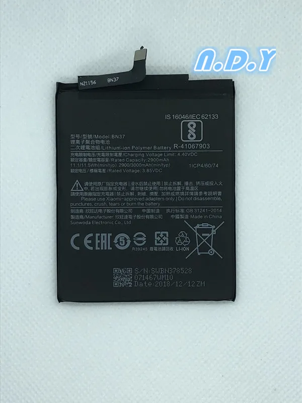 For Xiaomi BN37 2900/3000mAh Battery For Xiaomi Redmi 6/6A Battery Batterie Bateria Accumulator Smart
For Xiaomi BN37 2900/3000mAh Battery For Xiaomi Redmi 6/6A Battery Batterie Bateria Accumulator Smart