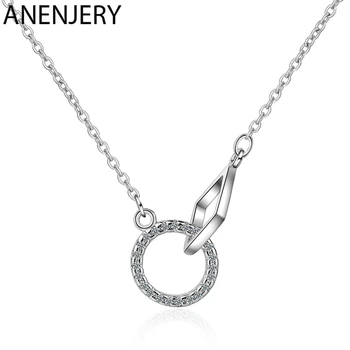 ANENJERY Simple Zircon Double Circle Pendant Necklace For Women Silver Color Necklaces Chain Choker Gift S-N370
ANENJERY Simple Zircon Double Circle Pendant Necklace For Women Silver Color Necklaces Chain Choker Gift S-N370