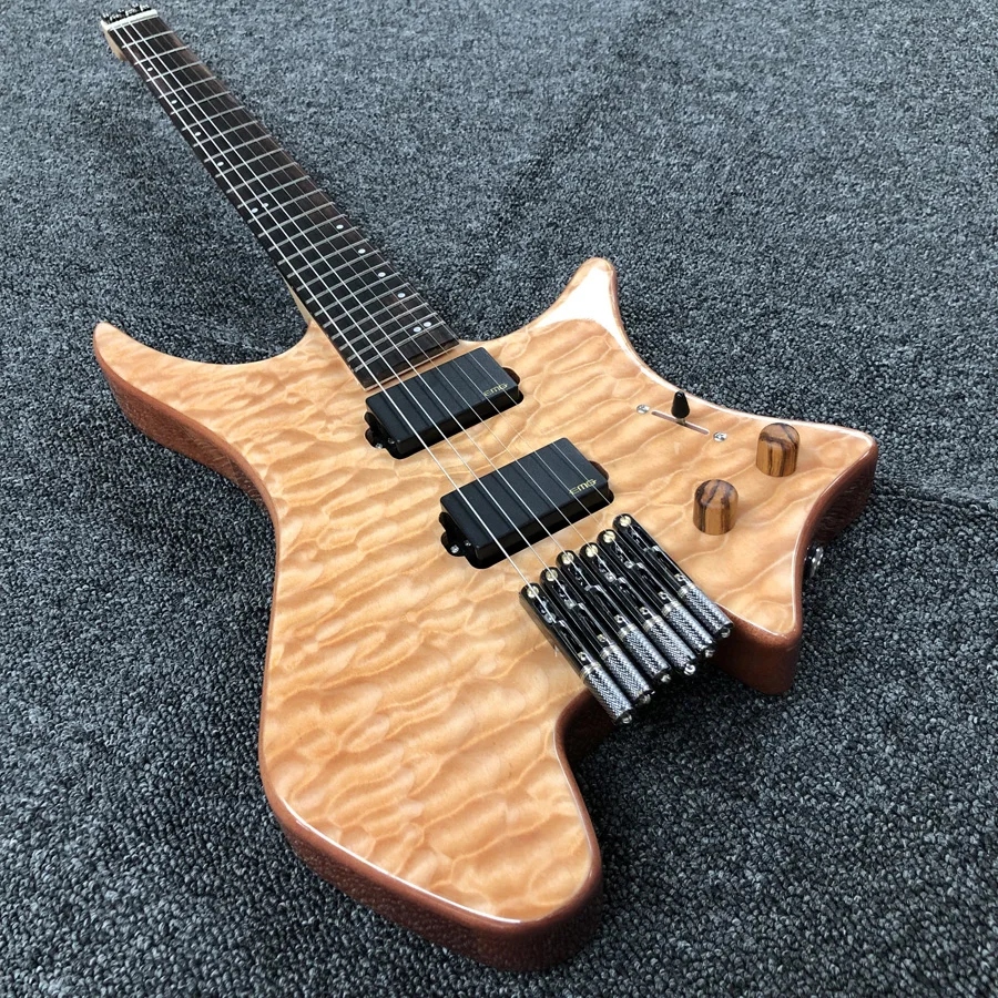 Mahogany Body EMG pickups Coil Split Quilted Maple Top Headless Electric Guitar Musical Instrument Guitarras Free Shipping
Mahogany Body EMG pickups Coil Split Quilted Maple Top Headless Electric Guitar Musical Instrument Guitarras Free Shipping