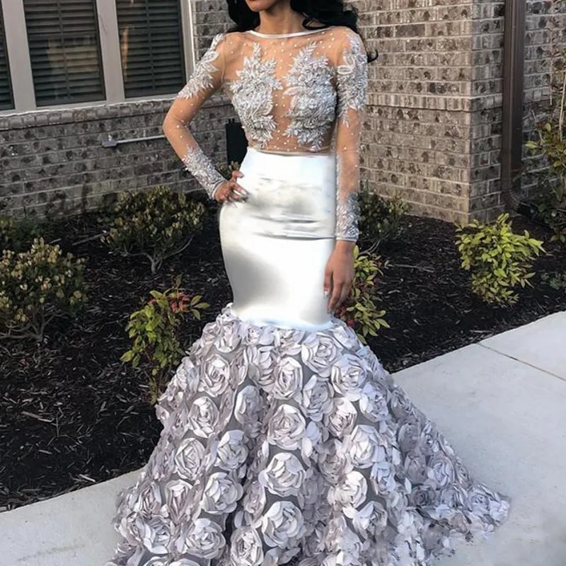robe soiree Silver Mermaid Dress Evening Formal Gowns Full Sleeves Sheer Neck Elegant Evening Dresses abiye gece elbisesi
robe soiree Silver Mermaid Dress Evening Formal Gowns Full Sleeves Sheer Neck Elegant Evening Dresses abiye gece elbisesi