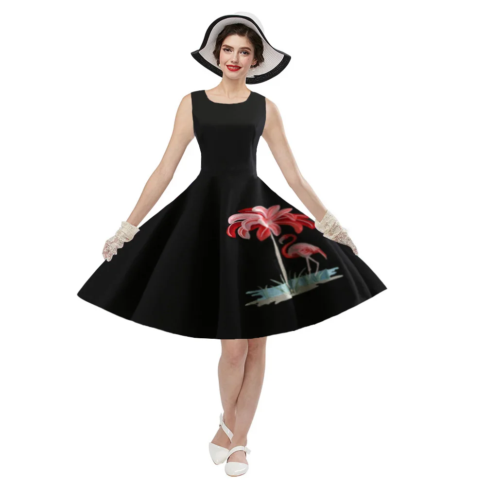 Kenancy Hepburn Vintage Series Women Dress Flamingo Embroidery Design Sleeveless Corset Retro Dress
Kenancy Hepburn Vintage Series Women Dress Flamingo Embroidery Design Sleeveless Corset Retro Dress