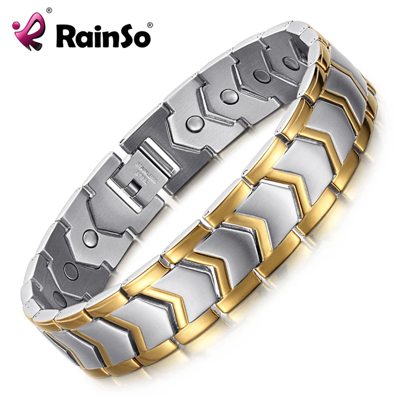 Rainso одежда высшего качества здоровый нержавеющая сталь браслет для мужчин