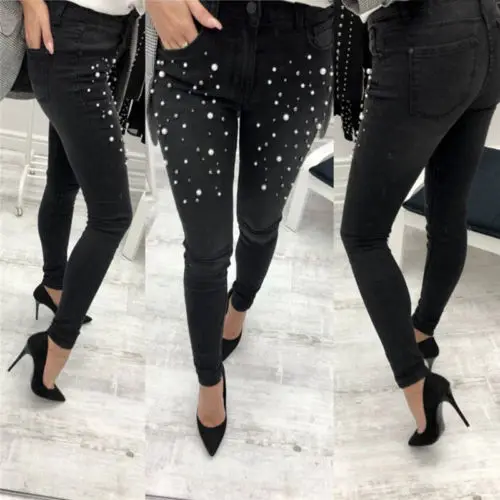 Women Denim Skinny Ripped Pants Black Blue High Waist Stretch Jeans Long Pencil Trousers
Women Denim Skinny Ripped Pants Black Blue High Waist Stretch Jeans Long Pencil Trousers