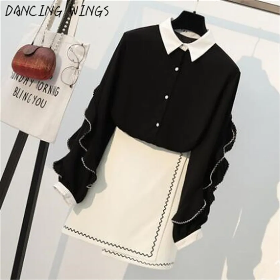 DANCING WINGS plus size 5xl Solid chiffon blouse tops and mini skirt 2 piece set women
DANCING WINGS plus size 5xl Solid chiffon blouse tops and mini skirt 2 piece set women