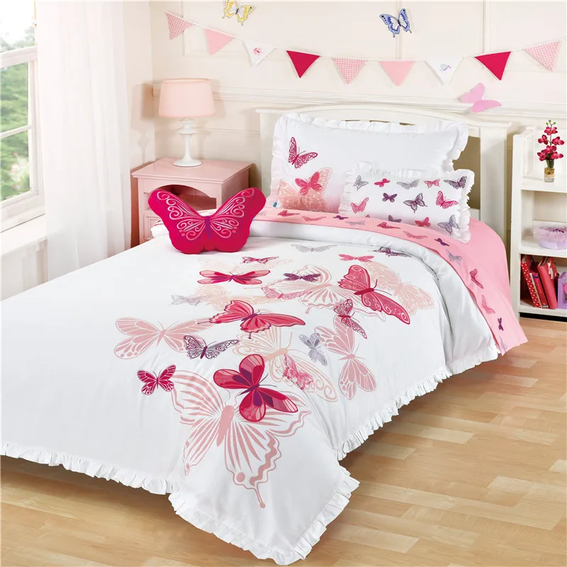 100%cotton cartoon butterfly embroidered ruffles princess sweet girl 3/4pcs white bedding set twin/full/queen size free shipping
100%cotton cartoon butterfly embroidered ruffles princess sweet girl 3/4pcs white bedding set twin/full/queen size free shipping