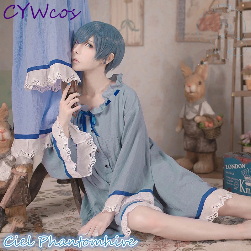 Black Butler Ciel Phantomhive Cosplay Costume Nightdress Blue Summer Sleepwear Daily Suits Nightdress+Ring
Black Butler Ciel Phantomhive Cosplay Costume Nightdress Blue Summer Sleepwear Daily Suits Nightdress+Ring