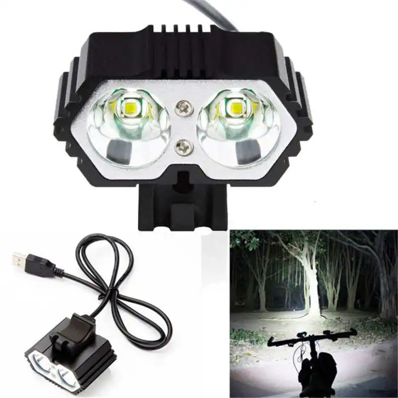 

6000LM 2 X CREE XM-L T6 LED USB Waterproof Lamp Bike Bicycle Headlight outdoor travel lighting convenient flashlight #4A09