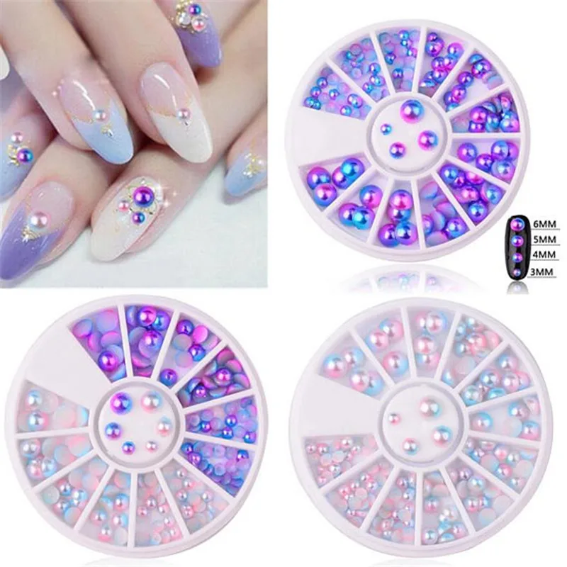 

1 Wheel Geometry Rivet Alloy Nail Studs Chameleon Stone Nail Rhinestone Small Irregular Beads 3D Nail Art Decoration In Wheel #