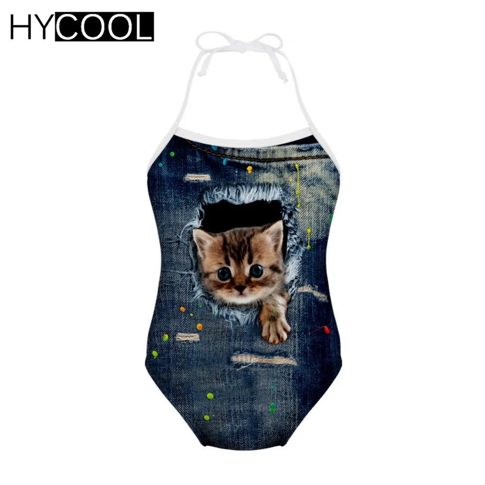 HYCOOL детский купальник один предмет Забавный котенок кошки животные принт для