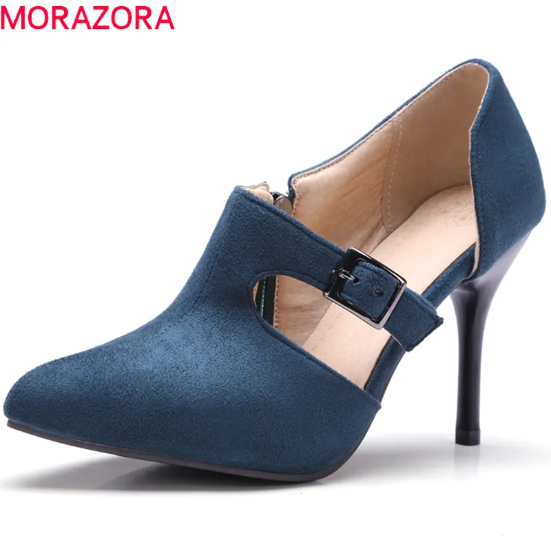 MORAZORA 2020 top quality flock pointed toe women pumps simple buckle shallow spring summer ladies shoes thin heels shoes woman
MORAZORA 2020 top quality flock pointed toe women pumps simple buckle shallow spring summer ladies shoes thin heels shoes woman