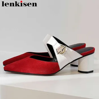 2019 hot sale genuine leather high heels slip on mules mixed colors Hollywood movie stars runway pumps metal fastener shoes L17
2019 hot sale genuine leather high heels slip on mules mixed colors Hollywood movie stars runway pumps metal fastener shoes L17